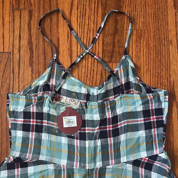 SO Brand Blue Plaid Crisscross Strap Sleeveless Button Front Dress – Size L NWT - Picture 4 of 4